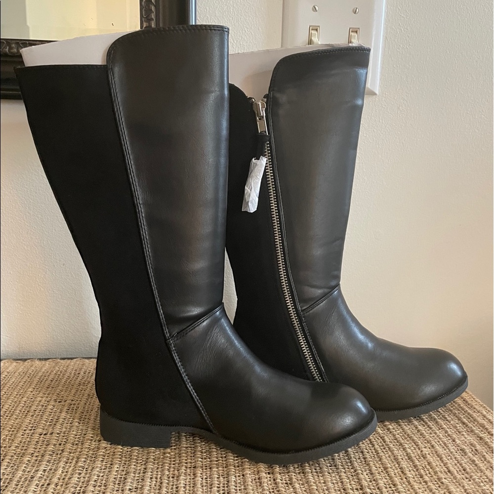 Girls Black knee high boots